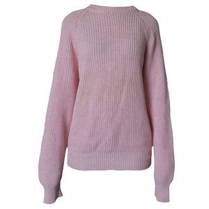 Vintage Neil Martin Women's Crewneck Cable Knit Sweater in Pastel Pink